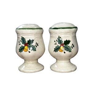 Vintage Mikasa Christmas FESTIVE SEASON Salt & Pepper Shakers Japan Holly Bells